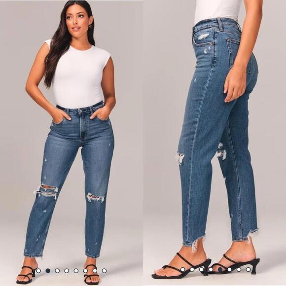 Abercrombie & Fitch Denim - Abercrombie Curve Love High Rise Mom Jeans Distressed Size 2 / 26 NWOT